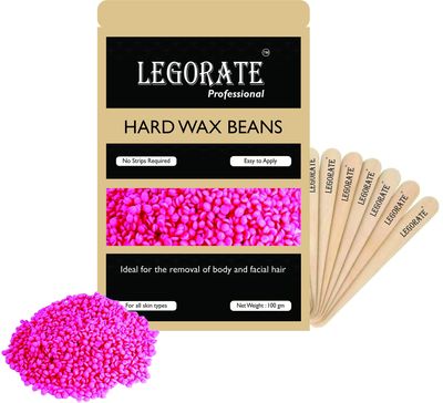 Legorate Rose Pink Hard Wax Beads All Purpose Painless Hair Removal Stripless Wax 100 GM (Pink))
