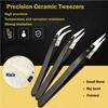 Auniwaig Anti-Static Black Curved/Straight Tweezers Antimagnetic Precision Ceramic Tweezers Non-Conductive Heat Resistant Black Shank for Pinching Coils 2pcs view 4