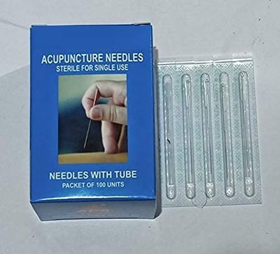 ACP ACUPRESSURE Silver Tube Needles Handle Pack Of 100 Size 0.25 X 25mm (Set of 4)