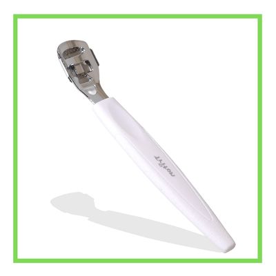 TRITON Stainless Steel Foot Callus Shaver for Pedicure, Dead Skin Remover, Corn Cutter for Removing Solid n Cracked Skin, Heel Razor with Handle_White