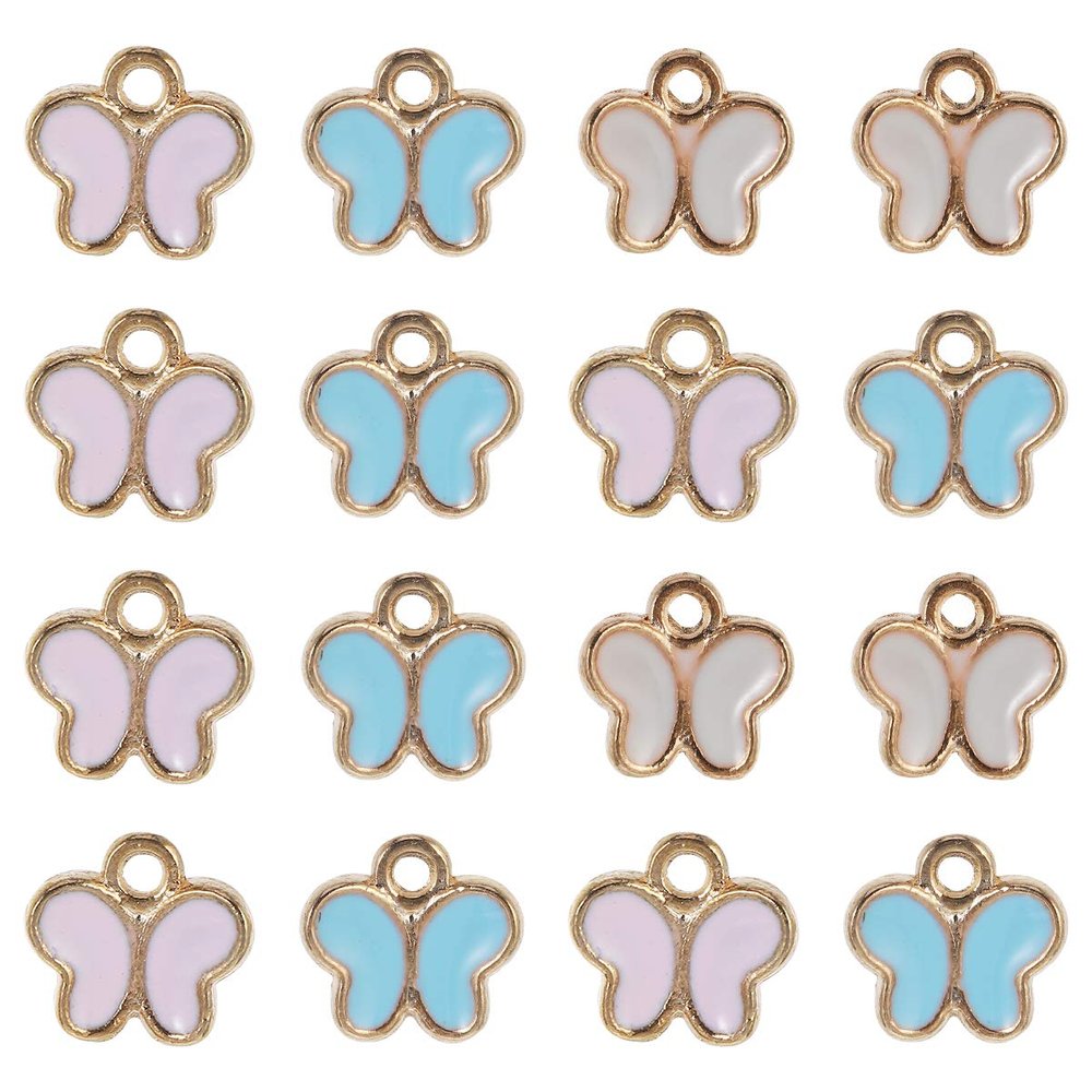 90pcs Alloy Enamel Charm Butterflies Pendants DIY Accessories for Jewelry Making
