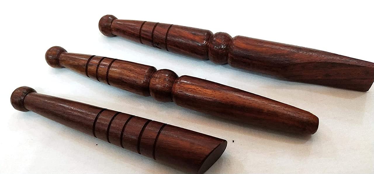 ACP Acupressure Wooden Hand Roller Foot Massager Stick Finger Jimmy in Pure Shisham Wood Acupressure (Pack of 3 Pcs)