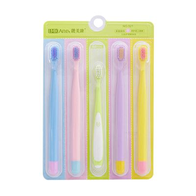 5Pcs FA ly Pack Fashion Color Toothbrushes Soft Bristles Ergono -Skidding Brush Handle Tooth Brushes 5Pcs-Layfoo