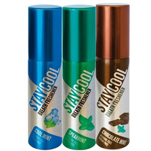 Stay Cool Breath Freshener Spray (Cool Mint + Spearmint + Chocolate Mint, Combo, Pack of 3)