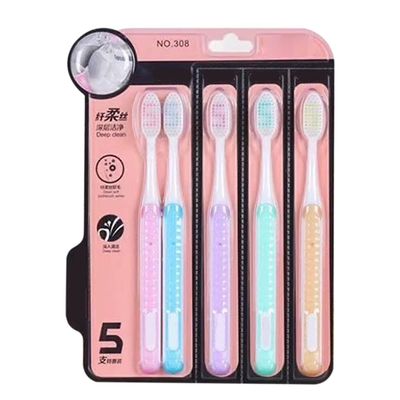 5Pcs FA ly Pack Toothbrushes Ultra Soft Bristles Ergono Brush Handle Tooth Brushes 5Pcs-Layfoo