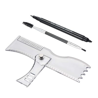 Beard Tool Set Beard Guide Shaper Filler Pen & Applicator Brush Male Mustache Shape Repair Effective Enhance Facial Hair Waterproof & SWEA roof 3 in 1 Beard Shaper Kit for Man (Black) -Layfoo
