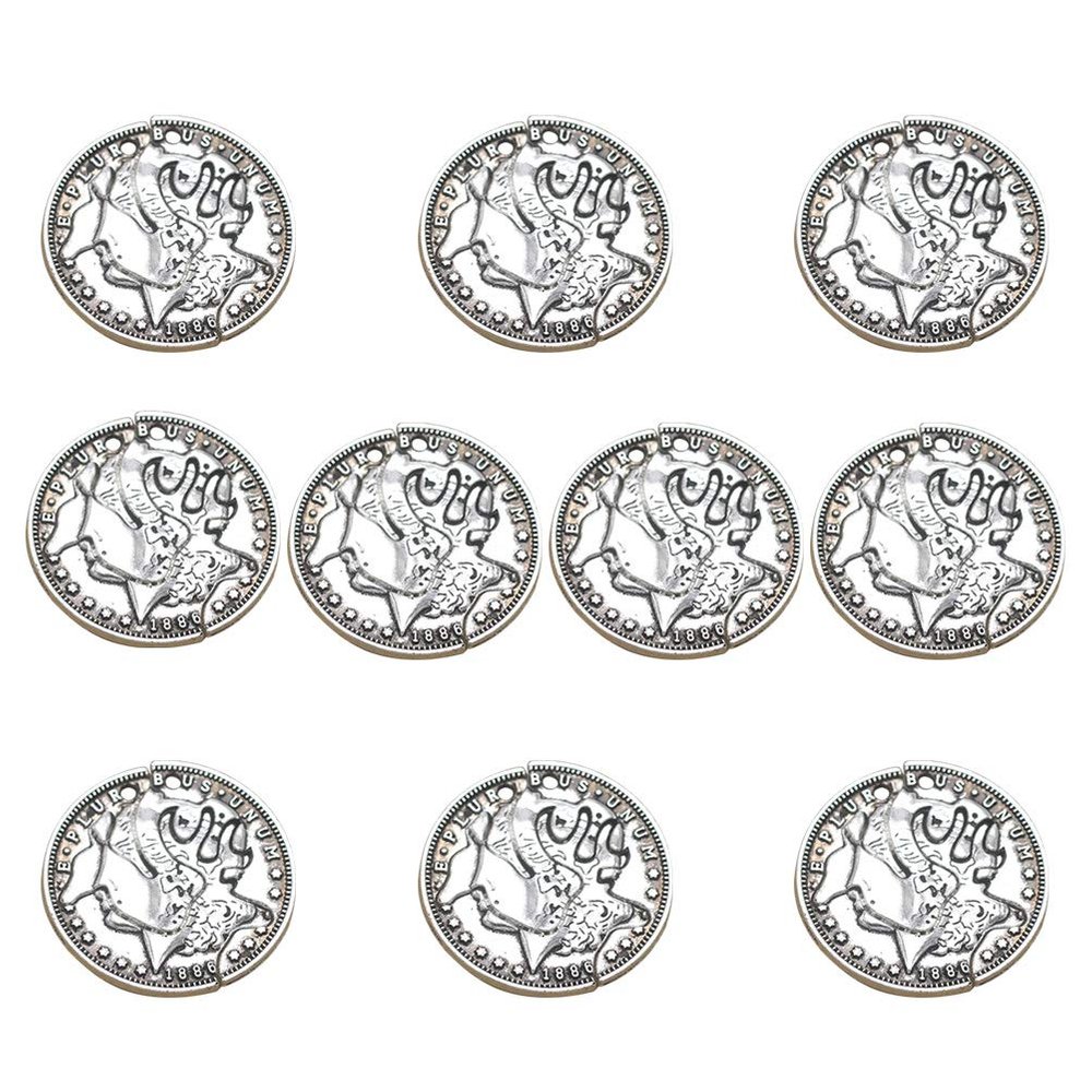10pcs Coin Puzzle Pendants DIY Alloy Charms Jewelry Making Accessory for Necklace Earrings (Antique Silver)