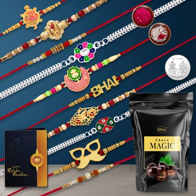 DeoDap Rakhi For Brother Set Of 1 with Silver Color Pooja Coin, Rakhi With Greeting Card, Rakhi For Brother And Bhabhi, Rakhi With Chocolate, Rakhi With Gift For Brother, Rakhi For Kids, Rakhi Set, Rakhi Combo, Rakhi With Sweets (K10_MC19_CB32)