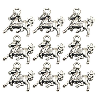50pcs Alloy Horse Pendants DIY Chinese Zodiac Charms Jewelry Making Accessory for Necklace Bracelet