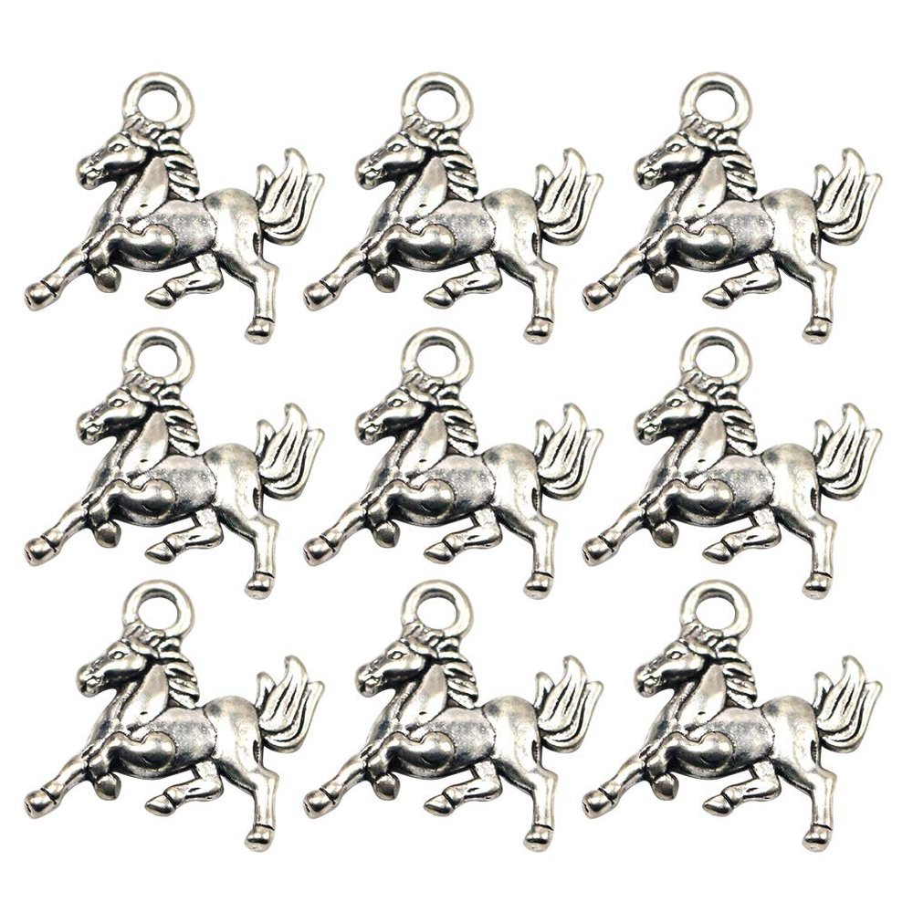50pcs Alloy Horse Pendants DIY Chinese Zodiac Charms Jewelry Making Accessory for Necklace Bracelet