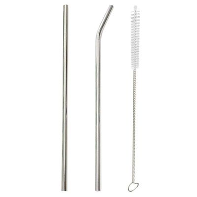 Fancyku Stainless Steel Straws for Drinking with Brushes (1 Bent + 1 Straight + 1 Brushes) set of 3