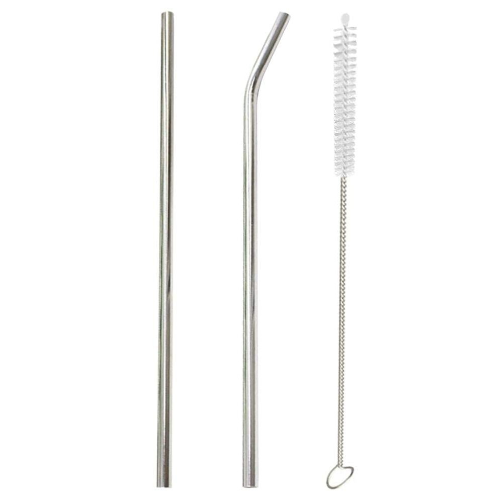 Fancyku Stainless Steel Straws for Drinking with Brushes (1 Bent + 1 Straight + 1 Brushes) set of 3