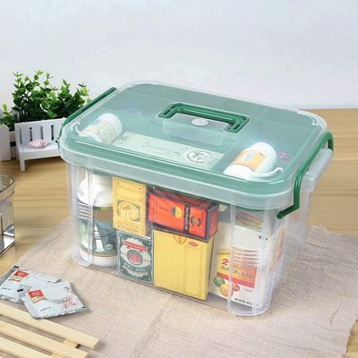 Ansawi First Aid Kit Emergency aid Box Medicine Storage Box and Medical Box Household Plastic Pill Organizer Box with Detachable Tray and Handle