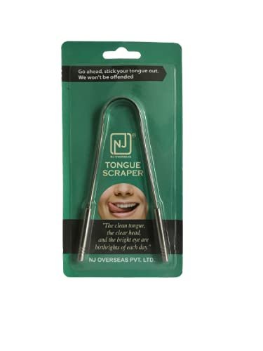 NJ OVERSEAS Tongue Cleaner,Medical Grade Stainless Steel,Stainless Steel Tongue Cleaner For Both Adult And Kids,Professional Eliminate Bad Breath,Help Your Oral Hygiene: 1 Pc.