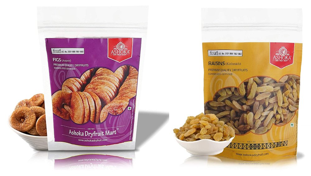 ADFM (ASHOKA DRY FRUIT MART) Dry Fruit Mart Dry Fruits Combo Pack-250Gm Each(Raisins And Anjeer)-All Premium