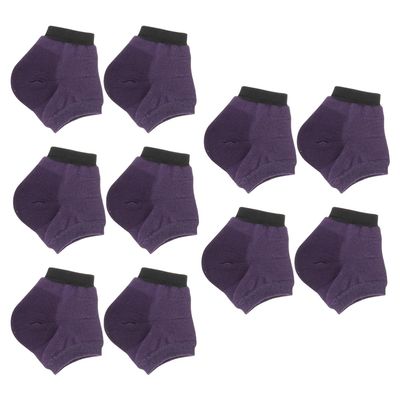 ARTIBETTER 5 Pairs Moisturizing Heel Socks Heel Sleeves Toeless Spa Socks for Cracked Heels (Purple)
