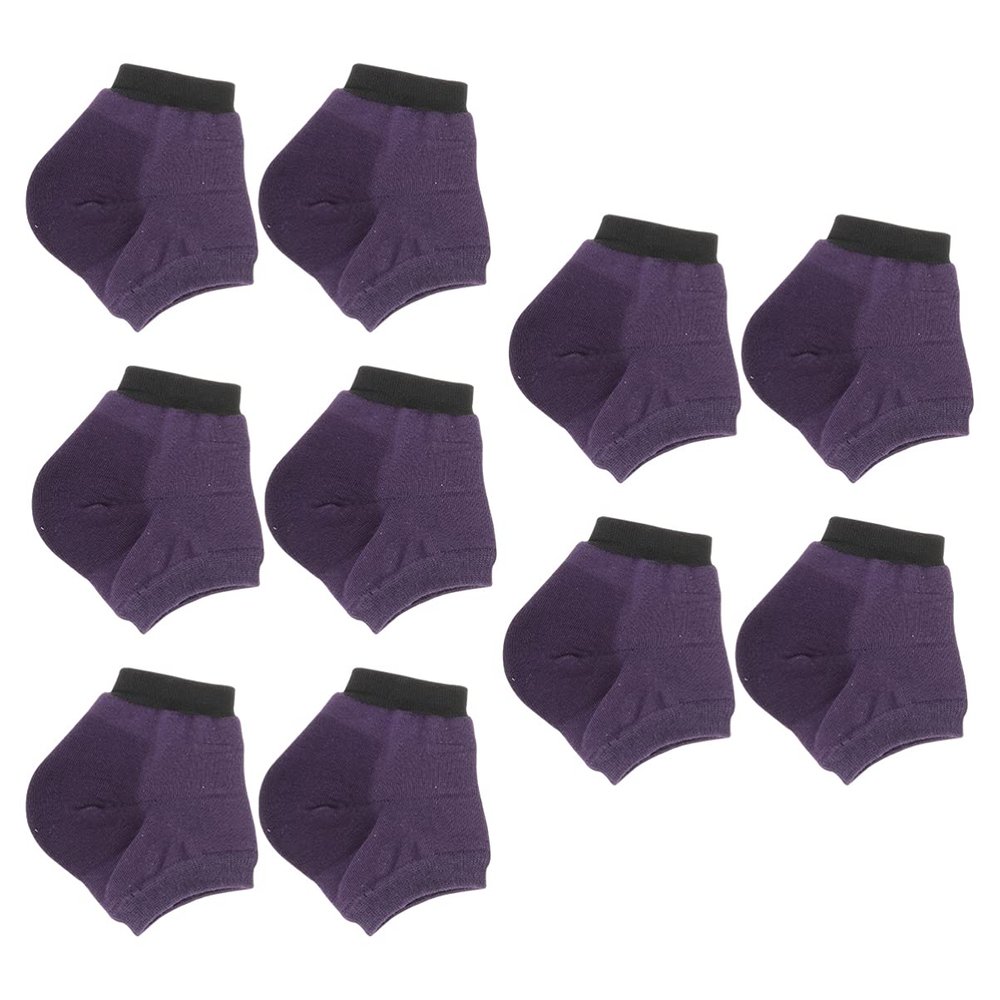 ARTIBETTER 5 Pairs Moisturizing Heel Socks Heel Sleeves Toeless Spa Socks for Cracked Heels (Purple)