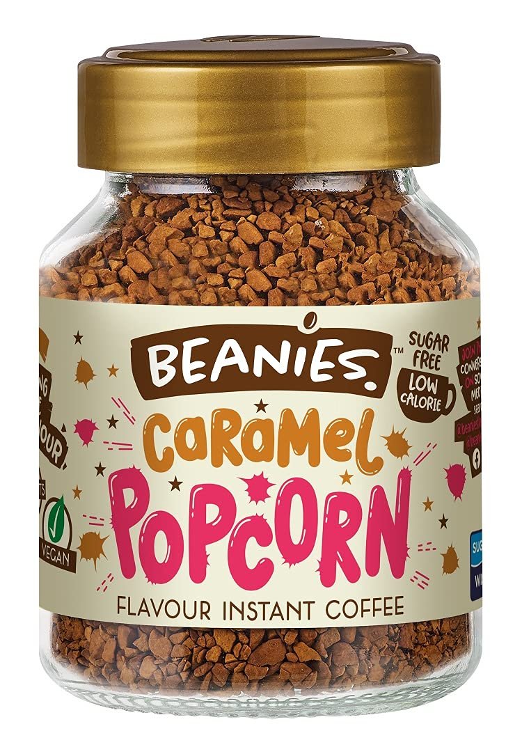 Beanies|Instant Flavoured Coffee |Caramel Popcorn|Low Calorie, Sugar Free|50 g|Pack of 1