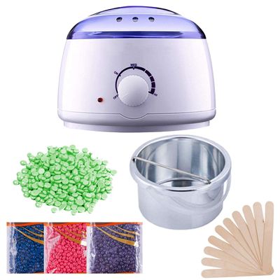 CUVLY Hard Wax Warmer, Heater with Hair Removal Wax Beans(100 Grams) and Wooden Chips for Hard, Waxing Kit for Women - Color May Vary, Set Of 1