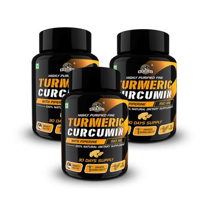 Riverlife Turmeric Curcumin With Piperine Dietary Supplement 95% Curcuminoids For Joint & Healthy Inflammatory Support 1500 Mg per Serving- 3 X 90 Capsules