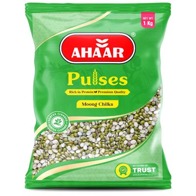 Ahaar Premium Nutritious Moong Chilka Dal 2Kg (1Kg X 2Pack)