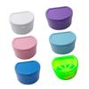 HEALLILY 6PCS Denture Case Cup Box Holder Storage Soak Container With Strainer Basket For Travel Cleaning Store (White dark blue light blue purple pink fluorescent green) view 2