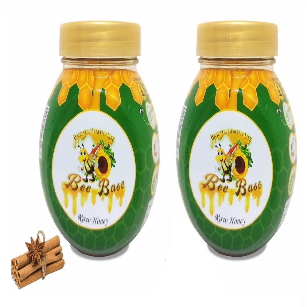 Bee Base Pure Raw Natural Cinnamon Infused Natural Honey  250g (Pack Of 2) / Madh, Sahad / 100% Pure Natural Honey Unfiltered/No Artificial Flavour, Colour, Sugar or Preservatives