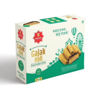 SAHU GAJAK BHANDAR Gazak Gur Khasta Roll 350g | Gud Gachak Roll | Sesame Chikki | Sweets and Snacks | Gift Pack No Added Preservatives and Colour
