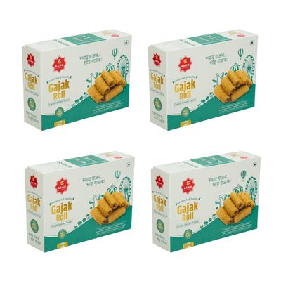 SAHU GAJAK BHANDAR Gazak Gur Khasta Roll 1400g (Pack Of 4 Box) Sesame Seed Chikki | Til Snack Bar | Gur Snacks | Gazzak | Gachak | Jaggery Sweet | Festival Gift Pack