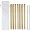 7 Pcs 8.5" Reusable Boba Drinking Straws 304 Stainless Steel Straws Set with 2 Cleaning Brushes Wide Metal Straw for Bubble Tea Milkshakes Smoothie Bar Accessory (Gold) view 1
