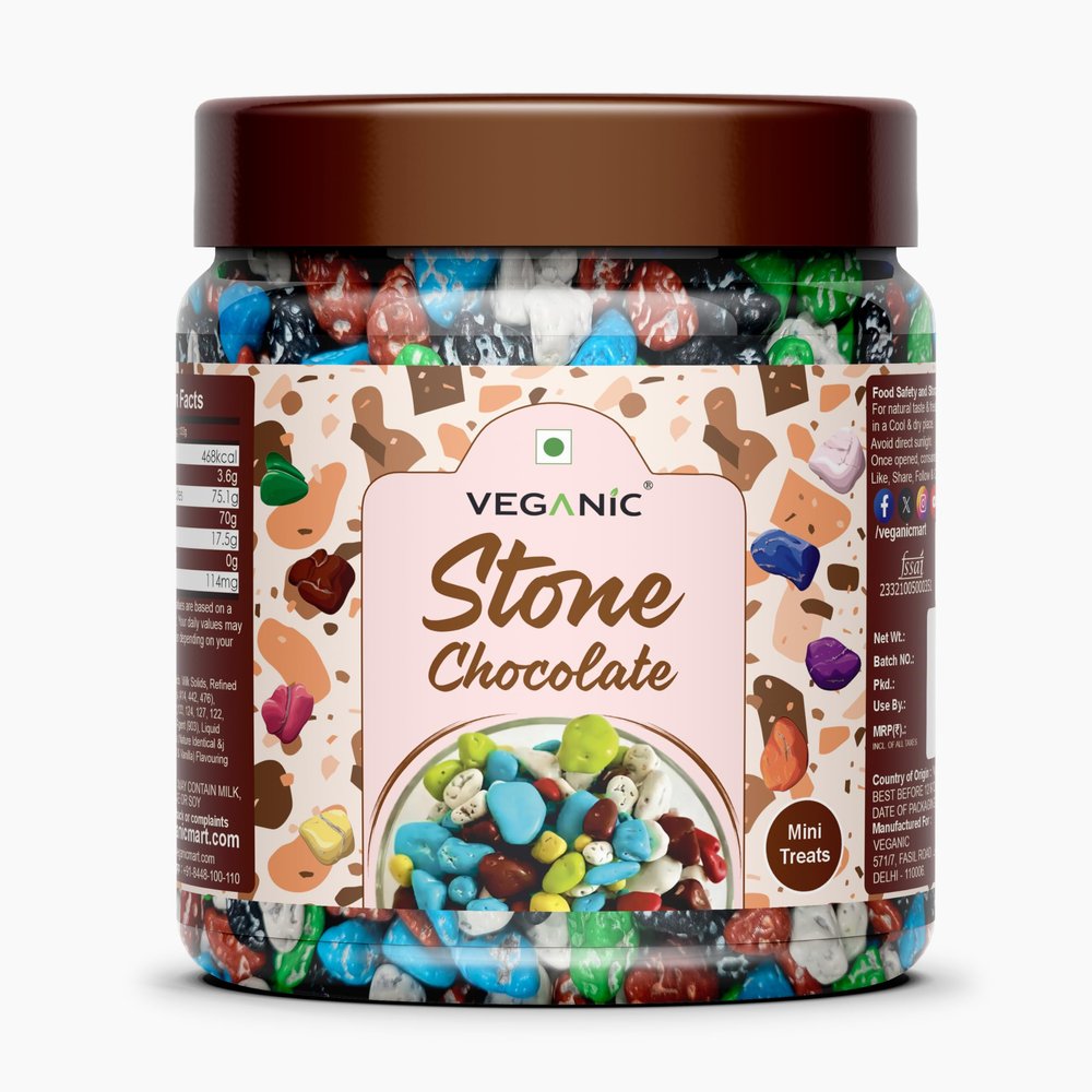 Veganic Stone Chocolate Candy | Rock-Shaped Milk Choco Pebbles | Colorful Marble Chocolates for Cake Decoration & Snacking | Real Chocolate Candy Treats (900g)