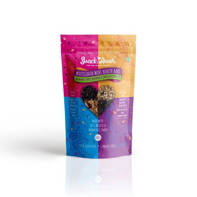 SnackAmor Healthy Healthy Bites - Mini Bars With 4 Flavour Mango Ginger, Chocolate Berry, Chocolate Coffee And Blueberry Healthy Diet Snacks, 100% Vegetarian Product (Pack of 4, 600 Gram)