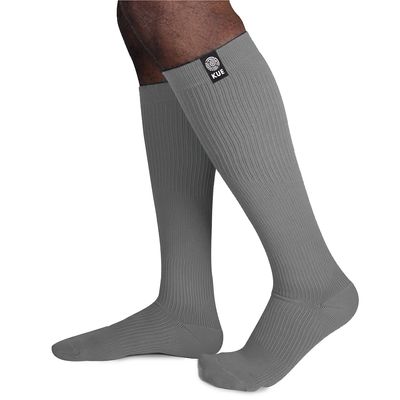 KUE Knee Compression Socks for Unisex, Pain Relief, Boost Stamina, Circulation & Recovery, Perfect for Running, Football, Sports Activity I Moisture Wicking I Ankle and Arch Support I Knee Socks(S/M) (1Grey, S/M)