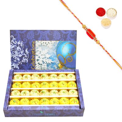 Ghasitaram Gifts Sugarfree Sweets - Mawa Peda Box 800 GMS with Rakhi
