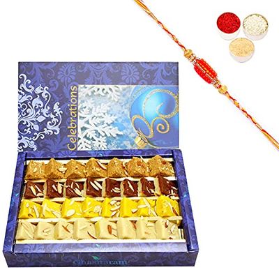 Ghasitaram Gifts Sweets - Mawa Barfis Box (800gms) with Rakhi