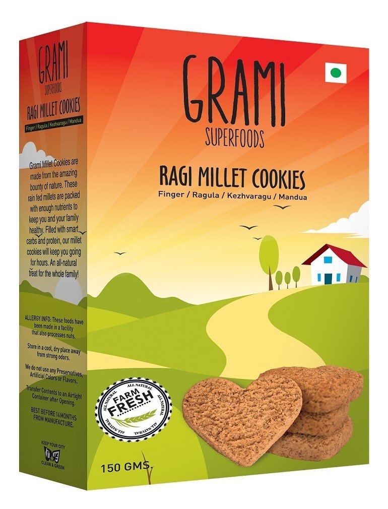 GRAMI SUPERFOODS RAGI Millet Cookies ( 150G X 3 Packs )