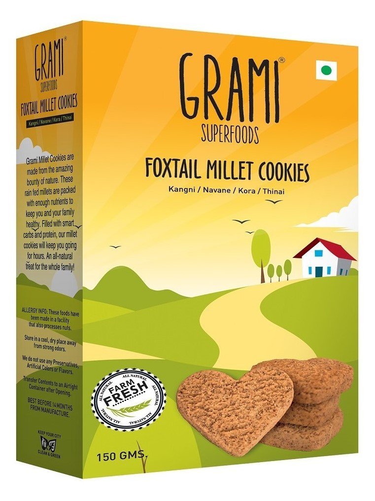 GRAMI SUPERFOODS Foxtail Millet Cookies (Pack of 3 ) 150G