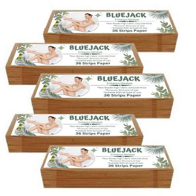 Bluejack Waxing Strips for Hair Removal Plain Disposable White Color Wax Strips Easy & Safe Wax Strips Paper Non-woven Body Hair Removal for Men and Women (180 Strips, Set of 5)