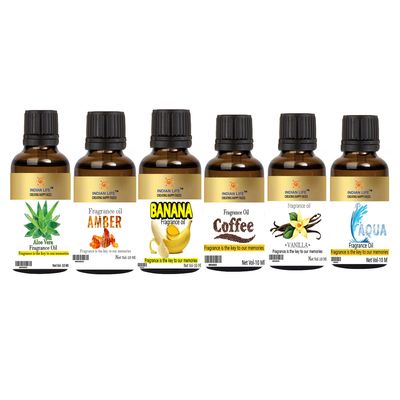 100% Pure Smell Fragrance Oil Aloe vera|Amber| Banana| |Coffee|Vanilla|Aqua| For Bathbomb|Herbal Handmade Soap|Room Freshener|Diffusion| Meditation(Pack of 6) 10 Ml each