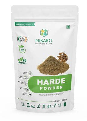NISARG ORGANIC FARM Harde Powder Haritaki/Kadukkai Terminalia chebula Traditional Method Made Natural & Organic for Dark Circles Face Skin & Healthy Digestion (200gm)