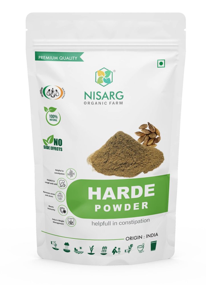 NISARG ORGANIC FARM Harde Powder Haritaki/Kadukkai Terminalia chebula Traditional Method Made Natural & Organic for Dark Circles Face Skin & Healthy Digestion (200gm)