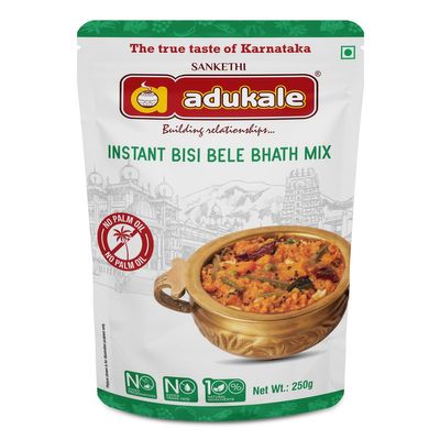 Adukale Instant Bisi Bele Bhath | Traditional South Indian Breakfast | 250g Pack