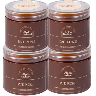 Abida Rasheed Home-Made Date Pickle | No Added Artificial Preservatives | Special Malabari Pickle by AR Foods (Pack of 4)