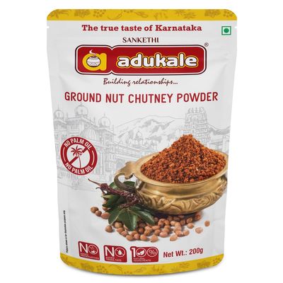 Adukale Groundnut Chutney Powder | Peanut Chutney Pudi for Idli, Dosa & Rice | Authentic Karnataka Recipe | 100% Natural | No Palm Oil | 200g