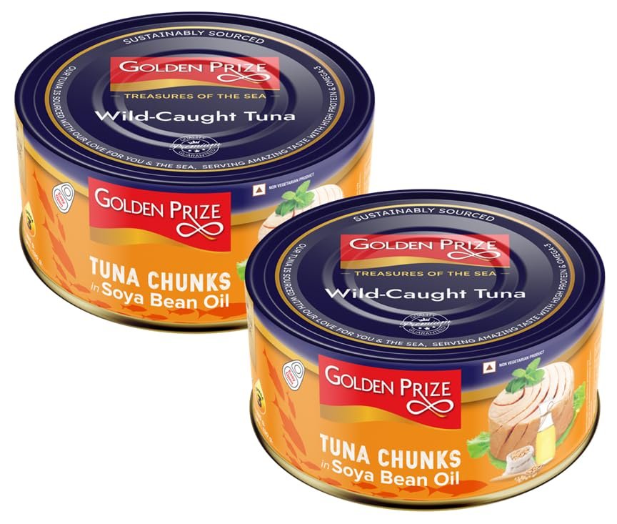 Golden Prize Tuna Chunks in Soya Bean Oil, 185g(Pack of 2)