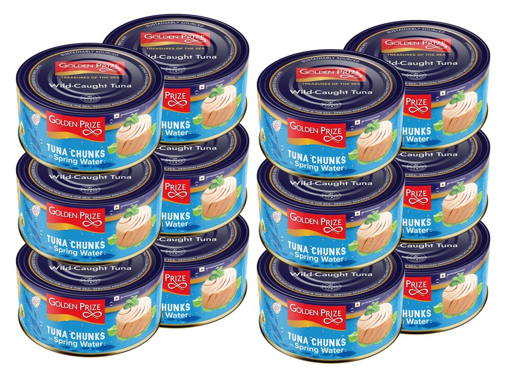 Golden Prize Canned Tuna Chunks in Spring Water, 185g (Pack of 12)