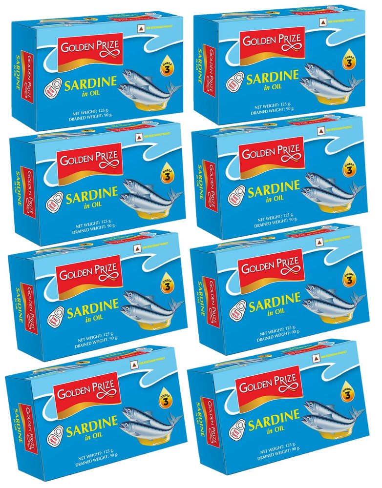 Golden Prize Canned Sardine in Natural Oil, 125g (Pack of 8)