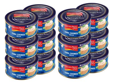 Golden Prize Tuna Chunks in Brine, 185g (Pack of 12)
