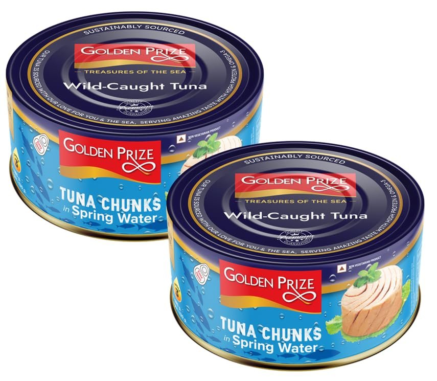 Golden Prize Canned Tuna Chunks in Spring Water, 185g(Pack of 2)