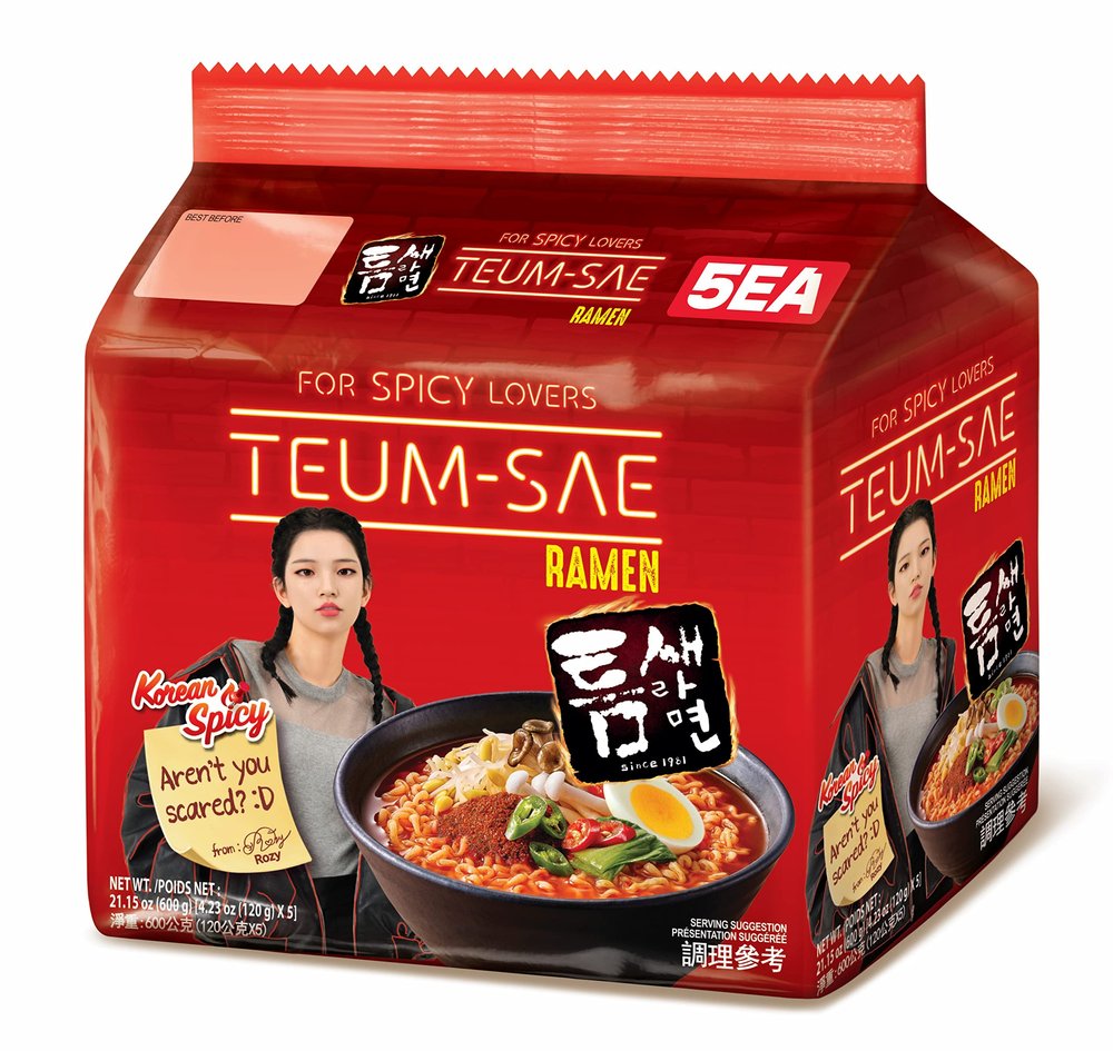 Paldo Fun & Yum Extra Hot & Spicy Instant Noodles, Teumsae Ramyun Noodles, 120 g (Pack of 10)